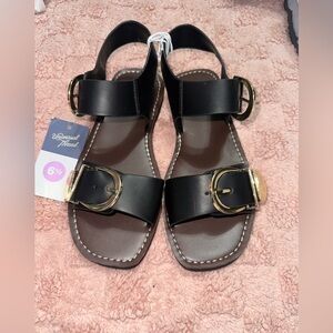 Target Universal Thread Black and Gold Sandals